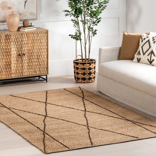 Nuloom Calanthe Abstract Geometric Jute Area Rug 4ft x 6ft TATF01A-406 - main